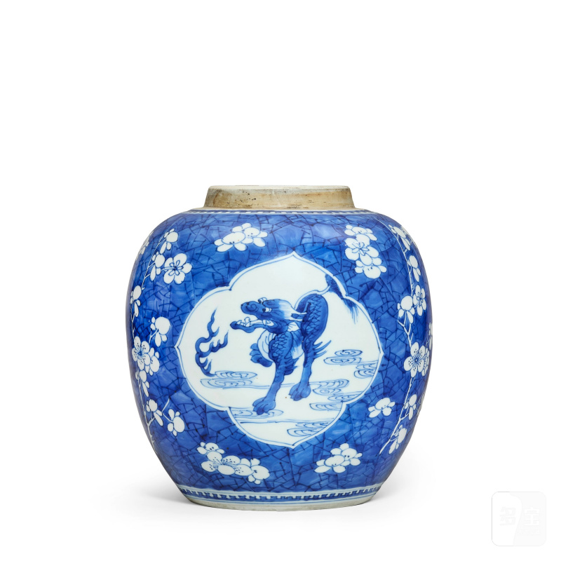 清康熙 青花麒麟紋罐 | A BLUE AND WHITE 'QILIN' JAR - 图2